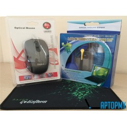 Combo chuột quang + bộ vệ sinh + tấm lót chuột